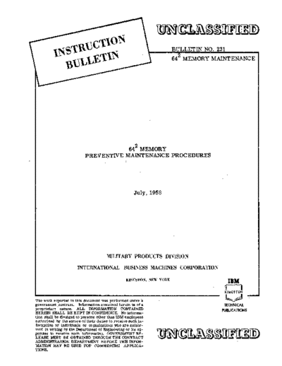 IBM Bulletin 231 64 2 Memory Preventive Maintenance Procedures Jul58  IBM sage Bulletin_231_64_2_Memory_Preventive_Maintenance_Procedures_Jul58.pdf