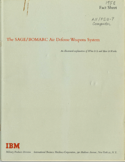 IBM SAGE BOMARC Defense System 1958  IBM sage SAGE_BOMARC_Defense_System_1958.pdf