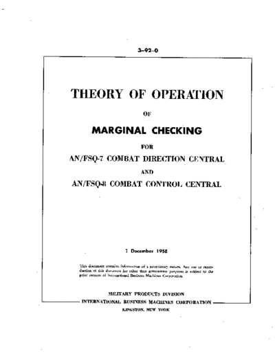 IBM 3-92-0 Marginal Checking Dec58  IBM sage 3-92-0_Marginal_Checking_Dec58.pdf
