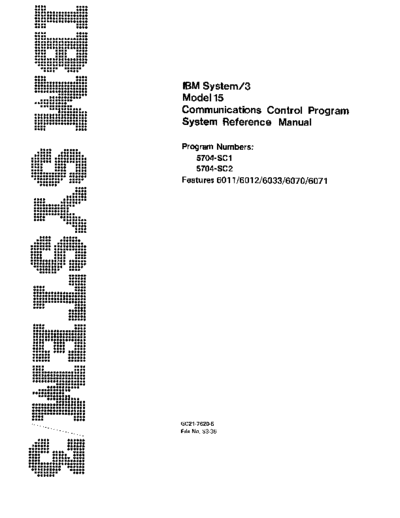 IBM GC21-7620-6 IBM System3 CommunicationsControlProgramSystemReferenceManual Sep80  IBM system3 GC21-7620-6_IBM_System3_CommunicationsControlProgramSystemReferenceManual_Sep80.pdf