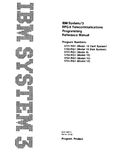 IBM SC21-7507-5 IBM System3 RPGII Telecommunications ProgrammingReferenceManual Sep76  IBM system3 SC21-7507-5_IBM_System3_RPGII_Telecommunications_ProgrammingReferenceManual_Sep76.pdf