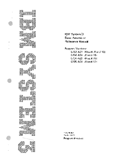 IBM SC21-7509-7 System3 Basic Assembler Reference Manual  IBM system3 SC21-7509-7_System3_Basic_Assembler_Reference_Manual.pdf