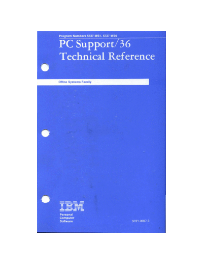 IBM SC21-9097-3 PC Support 36 Technical Reference Jun87  IBM system36 SC21-9097-3_PC_Support_36_Technical_Reference_Jun87.pdf