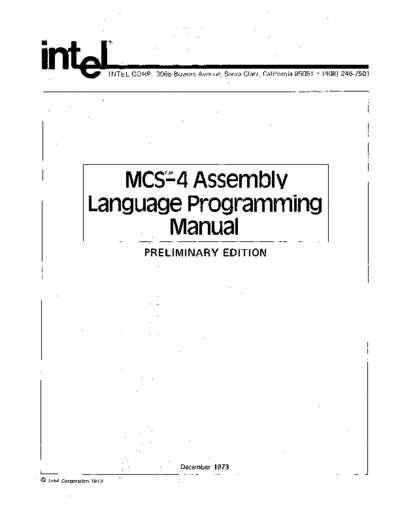Intel MCS-4 Assembly Language Programming Manual Dec73  Intel MCS4 MCS-4_Assembly_Language_Programming_Manual_Dec73.pdf