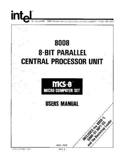 Intel 8008usersManualRev2 Nov72  Intel MCS8 8008usersManualRev2_Nov72.pdf