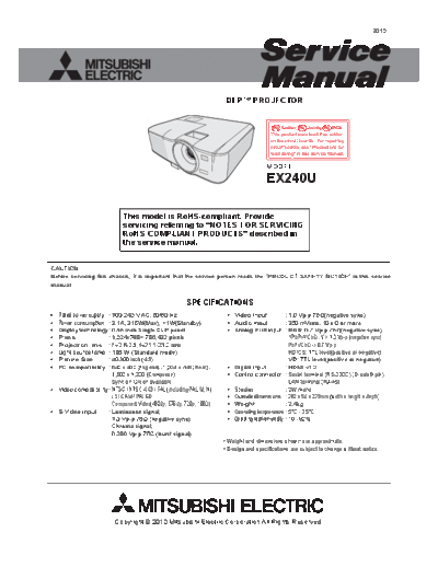 MITSUBISHI mitsubishi ex240u sm  MITSUBISHI Projector EX240U mitsubishi_ex240u_sm.pdf