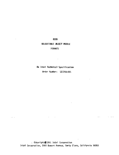 Intel 121748-001 8086 Relocatable Object Module Formats Nov81  Intel ISIS_II 121748-001_8086_Relocatable_Object_Module_Formats_Nov81.pdf