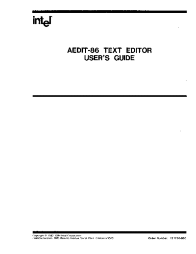 Intel 121756-003 AEDIT-86 Text Editor Users Guide Mar85  Intel ISIS_II 121756-003_AEDIT-86_Text_Editor_Users_Guide_Mar85.pdf