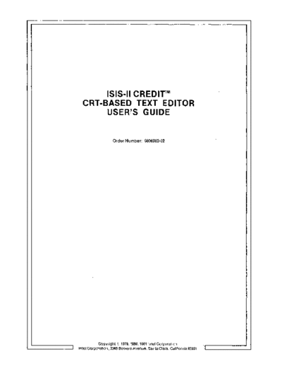 Intel 9800902-02 ISIS II CREDIT CRT-Based Text Editor Apr81  Intel ISIS_II 9800902-02_ISIS_II_CREDIT_CRT-Based_Text_Editor_Apr81.pdf