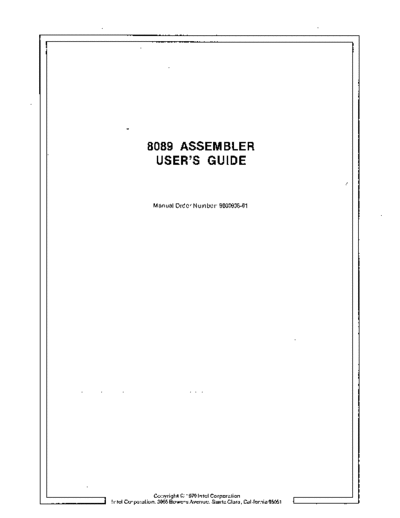 Intel 9800938-01 8089 Assembler Users Guide Aug79  Intel ISIS_II 9800938-01_8089_Assembler_Users_Guide_Aug79.pdf