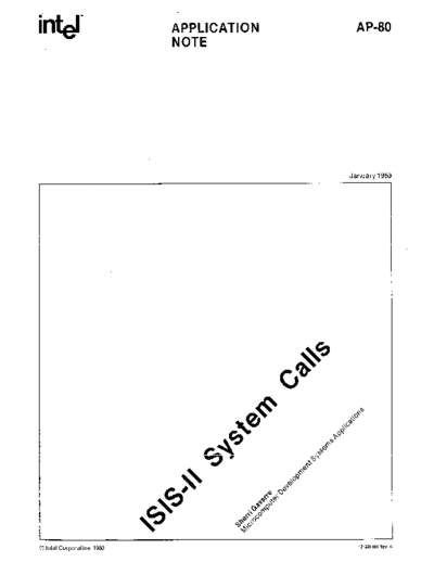 Intel AP-80 ISIS-II System Calls Jan80  Intel ISIS_II AP-80_ISIS-II_System_Calls_Jan80.pdf