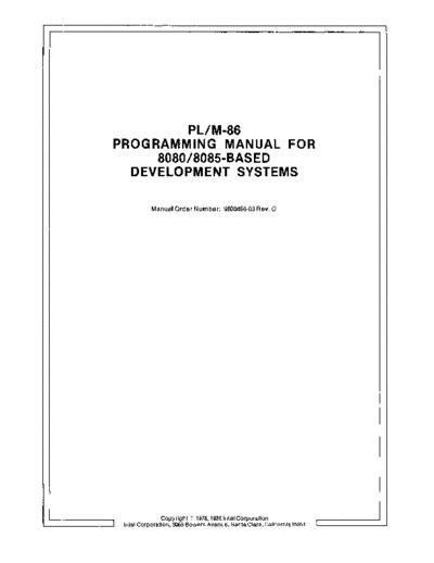Intel 9800466C PLM-86 Programming Manual for 8080 8085-Based Development Systems Feb83  Intel PLM 9800466C_PLM-86_Programming_Manual_for_8080_8085-Based_Development_Systems_Feb83.pdf