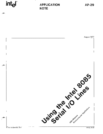 Intel AP-29 Using The Intel 8085 Serial IO Lines Aug1977  Intel appNotes AP-29_Using_The_Intel_8085_Serial_IO_Lines_Aug1977.pdf