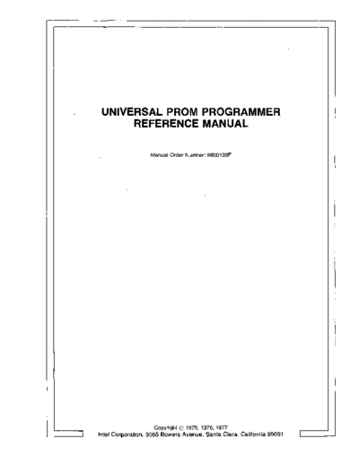 Intel 9800133F Universal PROM Programmer Reference Manual 1977  Intel upp 9800133F_Universal_PROM_Programmer_Reference_Manual_1977.pdf