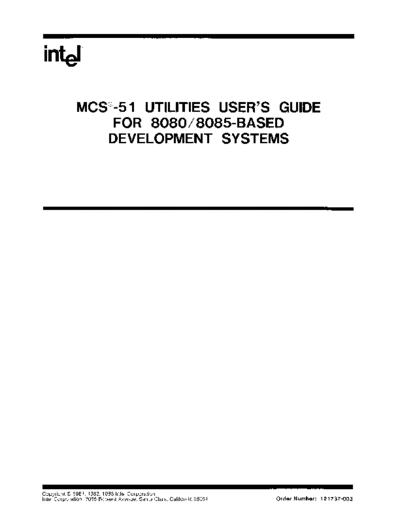 Intel 121737-003 MCS-51 Utilities Users Guide For 8080 8085-Based Development Systems 1983  Intel 8051 121737-003_MCS-51_Utilities_Users_Guide_For_8080_8085-Based_Development_Systems_1983.pdf