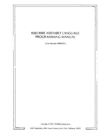 Intel 9800301C 8080 8085 Assembly Language Programming Manual Nov78  Intel 8085 9800301C_8080_8085_Assembly_Language_Programming_Manual_Nov78.pdf