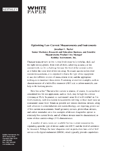 Keithley OptimizingLowCurrent WP  Keithley Appnotes OptimizingLowCurrent_WP.pdf