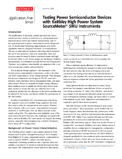 Keithley HiPowerDeviceTest SMUInsrmts AppNote  Keithley Appnotes HiPowerDeviceTest SMUInsrmts_AppNote.pdf