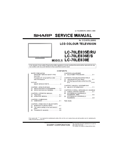 Sharp Sharp LC-70LE835E LC-70LE836E LC-70LE838E [SM]  Sharp Monitor Sharp_LC-70LE835E_LC-70LE836E_LC-70LE838E_[SM].pdf