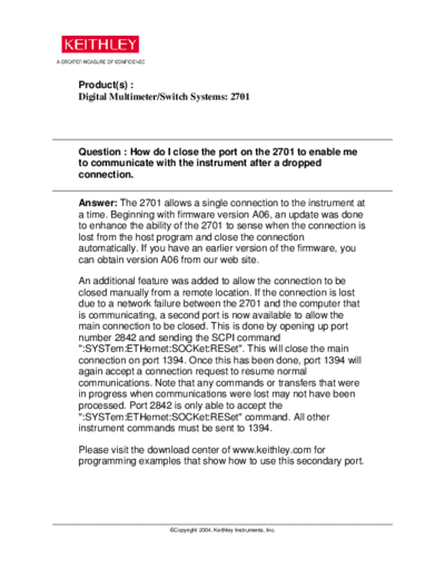 Keithley 2701PortClose  Keithley 2701 2701PortClose.pdf