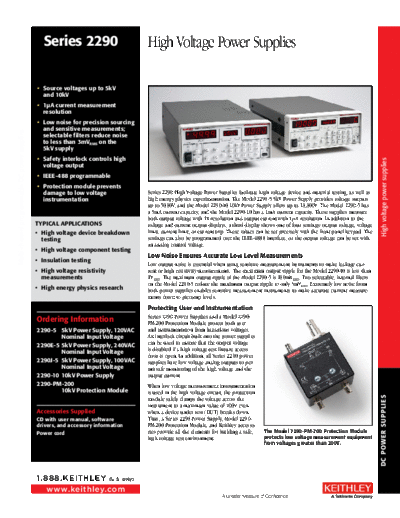 Keithley 2290 HiVolt PowerSupply DataSheet  Keithley 2290 2290 HiVolt PowerSupply DataSheet.pdf