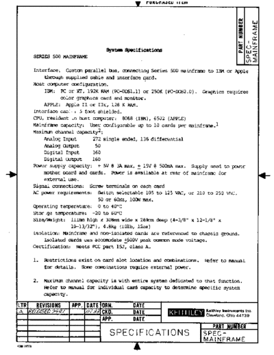 Keithley MAINFRAME 500RevA DocSpec  Keithley 500 MAINFRAME_500RevA_DocSpec.pdf