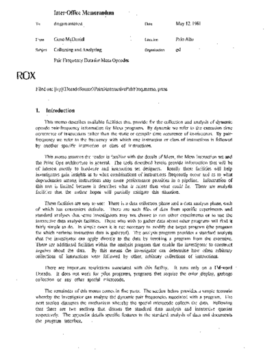 xerox Collecting and Analyzing Pair Frequency Data for Mesa Opcodes May81  xerox sdd memos_1981 Collecting_and_Analyzing_Pair_Frequency_Data_for_Mesa_Opcodes_May81.pdf