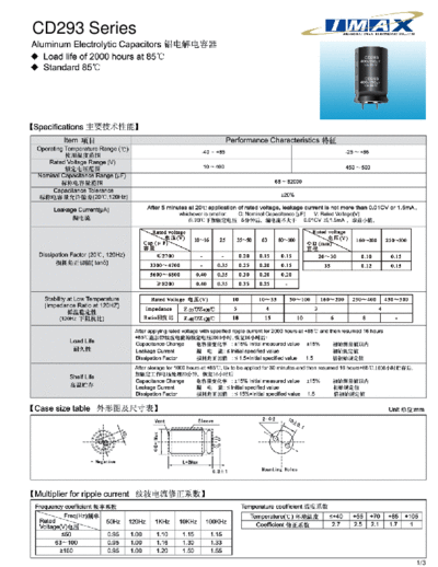 IMAX [snap-in] CD293 Series  . Electronic Components Datasheets Passive components capacitors IMAX IMAX [snap-in] CD293 Series.pdf