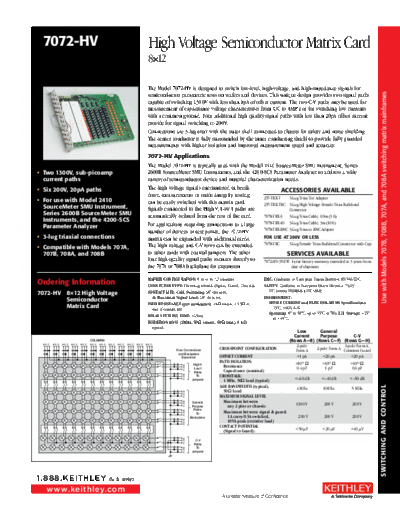 Keithley 7072-HV HighVoltage MatrixCard DS  Keithley 70xx 7072-HV_HighVoltage_MatrixCard_DS.pdf