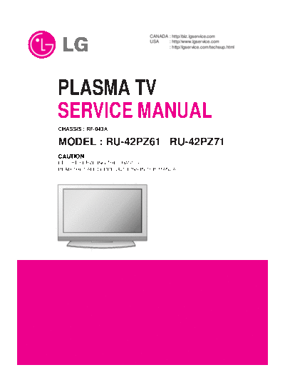 LG LG RU-42PZ61 RU-42PZ71 [SM]  LG Monitor LG_RU-42PZ61_RU-42PZ71_[SM].pdf