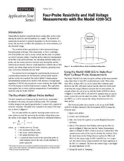 Keithley FourProbe Resistivity W4200AppNote  Keithley SCS 4200 FourProbe Resistivity W4200AppNote.pdf