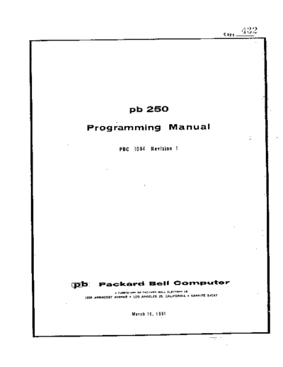 PACKARD BELL PBC1004r1 PB250pgmRef Mar61  PACKARD BELL PB-250 PBC1004r1_PB250pgmRef_Mar61.pdf