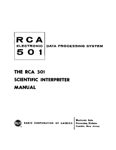 RCA RCA501 ScientificInterpreter Nov60  RCA 501 RCA501_ScientificInterpreter_Nov60.pdf