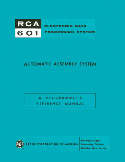 RCA P601-03-022 RCA601 Assembler Jan61  RCA 601 P601-03-022_RCA601_Assembler_Jan61.pdf