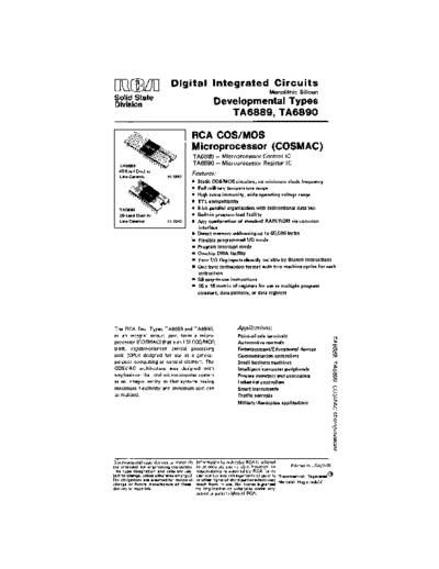 RCA TA6889 TA6890 Data Sheet Feb75  RCA cosmac TA6889_TA6890_Data_Sheet_Feb75.pdf