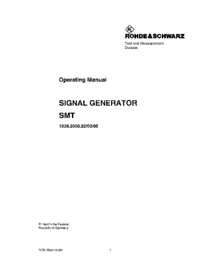 Rohde & Schwarz  INCOMPLETE SMT-Operation-English  Rohde & Schwarz SMT03 _INCOMPLETE_SMT-Operation-English.pdf