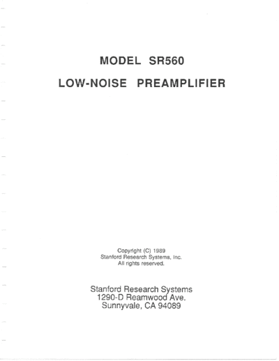 Stanford Research Systems  INCOMPLETE Stanford Research SR560  Stanford Research Systems SR560 _INCOMPLETE_Stanford_Research_SR560.pdf