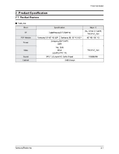 Samsung Samsung PS42C430 Product Specification [SM]  Samsung Monitor Samsung_PS42C430_Product Specification_[SM].pdf