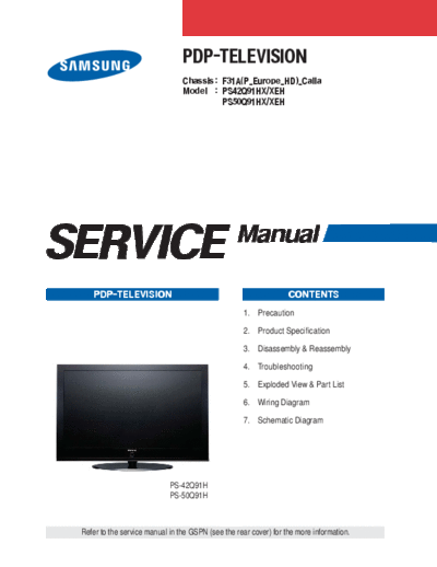 Samsung Samsung PS42Q91HX PS50Q91HX [SM]  Samsung Monitor Samsung_PS42Q91HX_PS50Q91HX_[SM].pdf