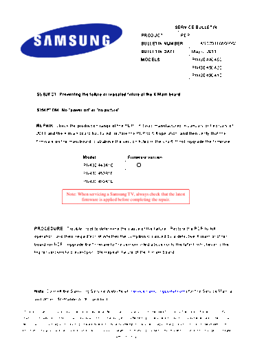 Samsung Samsung PN43D450 X-main repair tips  Samsung Monitor Samsung_PN43D450_X-main_repair_tips.pdf
