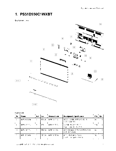Samsung Samsung PS51D550C1WXBT F82A Exploded View Parts List(map) N102 [SM]  Samsung Monitor Samsung_PS51D550C1WXBT_F82A_Exploded_View_Parts_List(map) N102_[SM].pdf