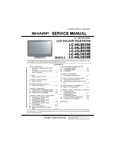 Sharp Sharp LC-40LE820E LC-46LE820E LC-52LE820E LC-40LU820E LC-46LU820E [SM]  Sharp Monitor Sharp_LC-40LE820E_LC-46LE820E_LC-52LE820E_LC-40LU820E_LC-46LU820E_[SM].pdf