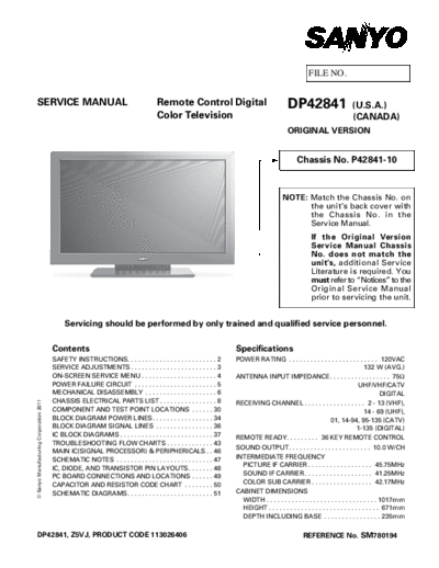 Sanyo Sanyo DP42841 P42841-10 Z5VJ [SM]  Sanyo Monitor Sanyo_DP42841_P42841-10_Z5VJ_[SM].pdf