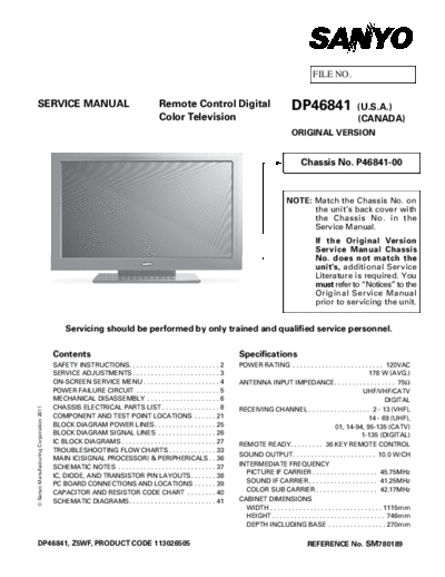 Sanyo Sanyo DP46841 P46841-00 Z5WF [SM]  Sanyo Monitor Sanyo_DP46841_P46841-00_Z5WF_[SM].pdf