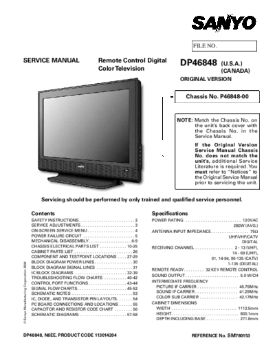 Sanyo Sanyo DP46848 P46848-00 N6EE [SM]  Sanyo Monitor Sanyo_DP46848_P46848-00_N6EE_[SM].pdf