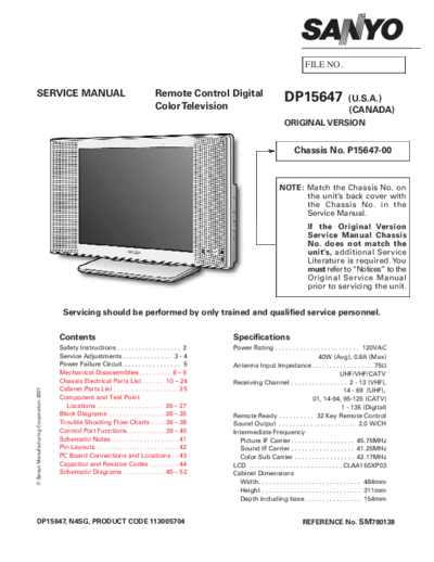 Sanyo DP15647 P15647-00 N4SG [SM]  Sanyo Monitor Sanyo_DP15647_P15647-00_N4SG_[SM].pdf