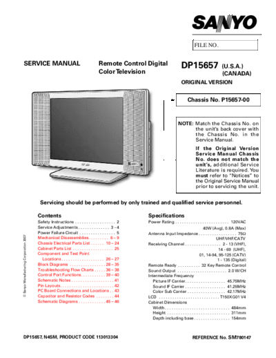 Sanyo DP15657 P15657-00 N4SM [SM]  Sanyo Monitor Sanyo_DP15657_P15657-00_N4SM_[SM].pdf