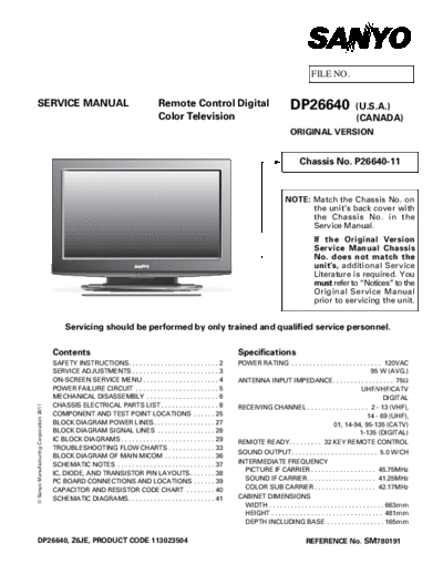 Sanyo Sanyo DP26640 P26640-1 (Z6JE) [SM]  Sanyo Monitor Sanyo_DP26640_P26640-1_(Z6JE)_[SM].pdf