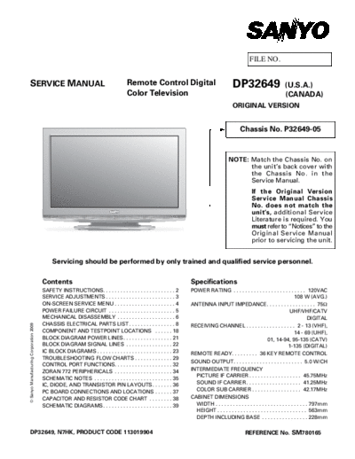 Sanyo Sanyo DP32649 P32649-05 N7HK [SM]  Sanyo Monitor Sanyo_DP32649_P32649-05_N7HK_[SM].pdf