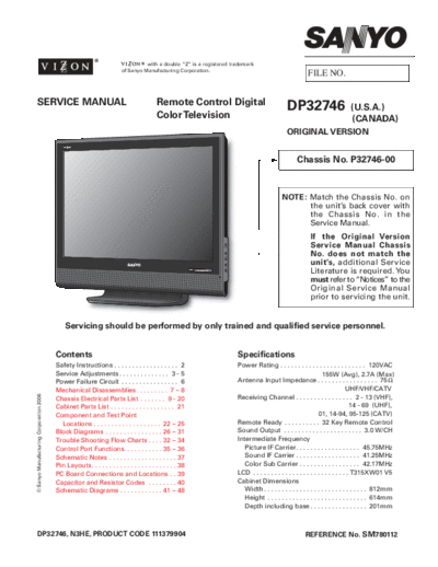 Sanyo Sanyo DP32746 P32746-00 N3HE [SM]  Sanyo Monitor Sanyo_DP32746_P32746-00_N3HE_[SM].pdf